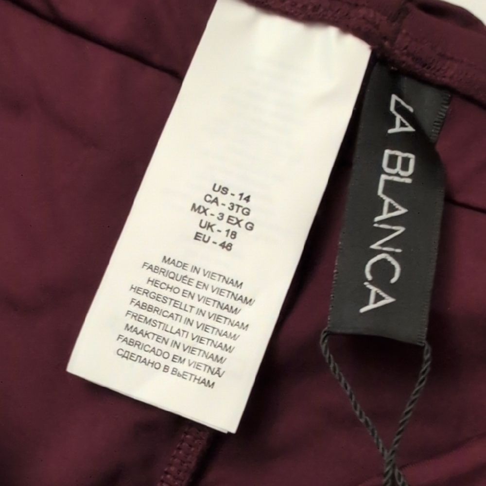 NWT La Blanca Island Goddess Banded Hipster Swim Bikini Bottom Dark Cherry - 14 - Picture 7 of 9